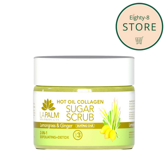 LAPALM Hot Oil Sugar Scrub Dissolving Exfoliant with Aloe Vera and Vitamin E 12oz - Lemongrass & Ginger