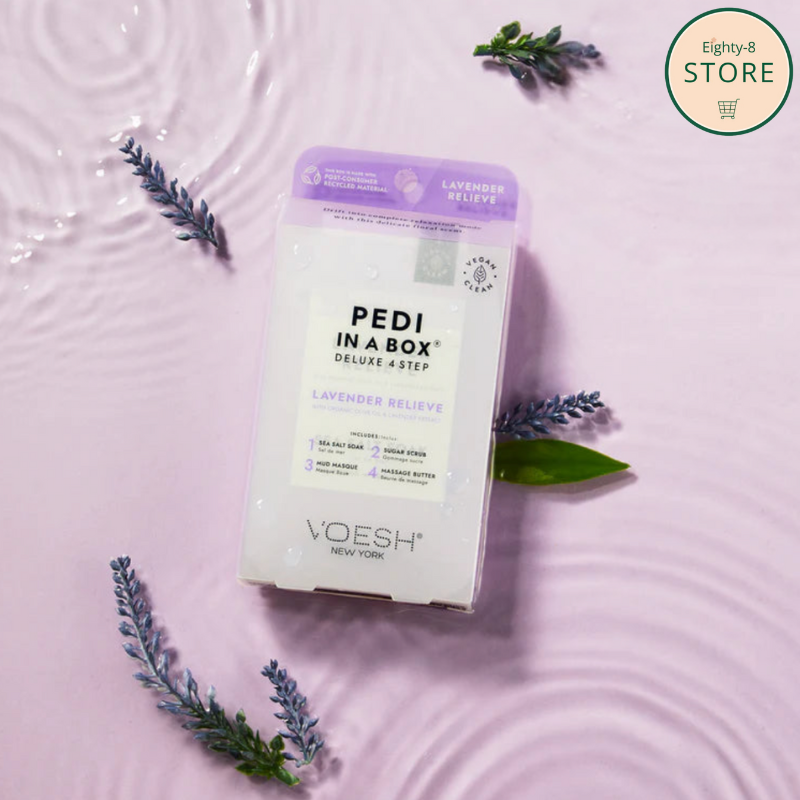 Voesh Pedi in a Box Deluxe 4 Step All-in-One Pedicure Kit - Lavender Relieve