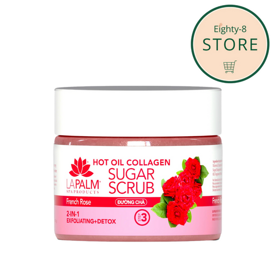 LAPALM Hot Oil Sugar Scrub Dissolving Exfoliant with Aloe Vera and Vitamin E 12oz - French Rose