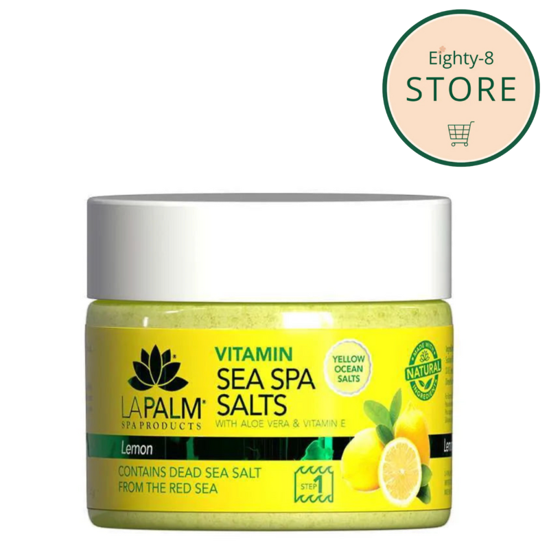 LAPALM Vitamin Sea Spa Salts Dissolving Bath Crystals with Aloe Vera & Vitamin E 12oz - Lemon